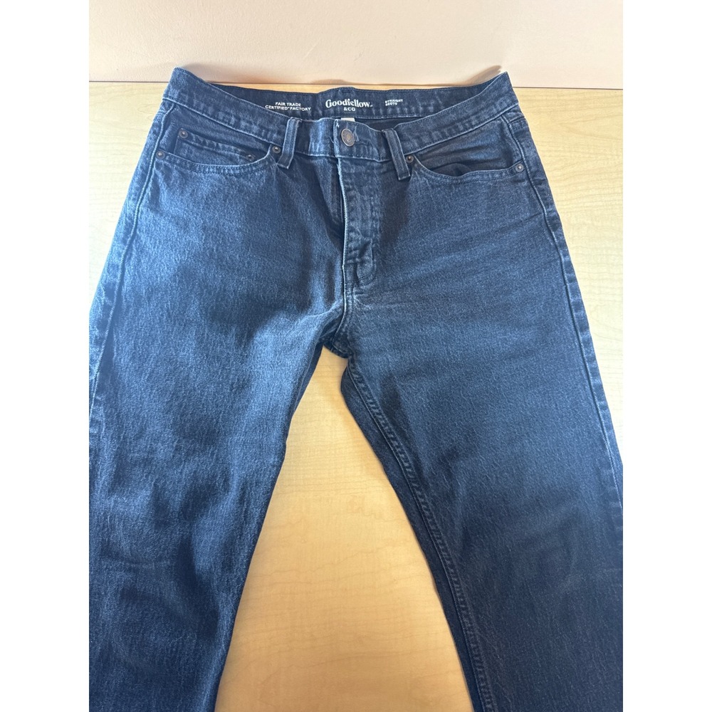 Goodfellow & Co Mens Straight Leg Jeans 34x30 Black Denim Pants Fair Trade